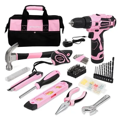 101-teiliges 12V ROSA BOHRWERKZEUG-SET