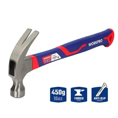 450 g (450 g) gebogener Klauenhammer mit Fiberglas-Griff